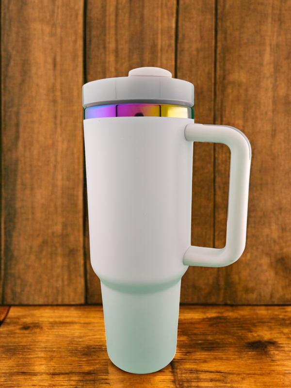 30oz White rainbow cup